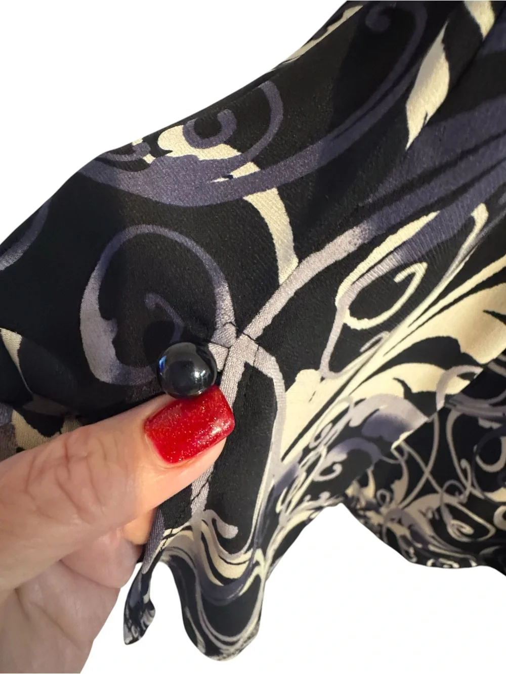 ANTTHONY  BLACK PURPLE & CREAM SWIRL PRINT TUNIC TOP  PLUS: 2X   #Z - Picture 5 of 7
